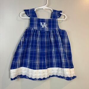 UK Wildcats Dress Girls 2T Blue Plaid Lace Trim A Line Sara Lynn Togs